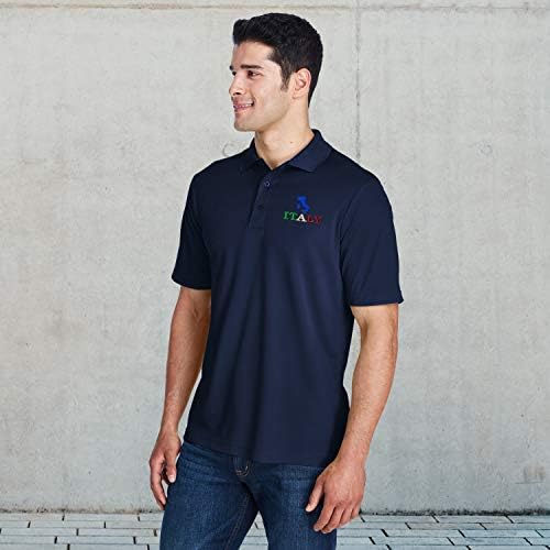 Custom Performance Golf Tees Italy Flag Italian Map Embroidery Polyester Short Sleeves Polo Shirts for Men Navy Design Only Large