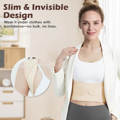 Posture Corrector for Women & Men, Full Back Brace Support with Adjustable Shoulder Straightener, Lower & Upper Back Pain Relief - Scoliosis, Hunchback, Spine Corrector (Beige, Medium)