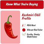Spice Profile USDA Organic Low Heat Kashmiri Chili Powder, 4 oz, Lab Tested for Heavy Metals, Milder than Deggi Mirch Chilli, Chile rojo de Cachemira en polvo