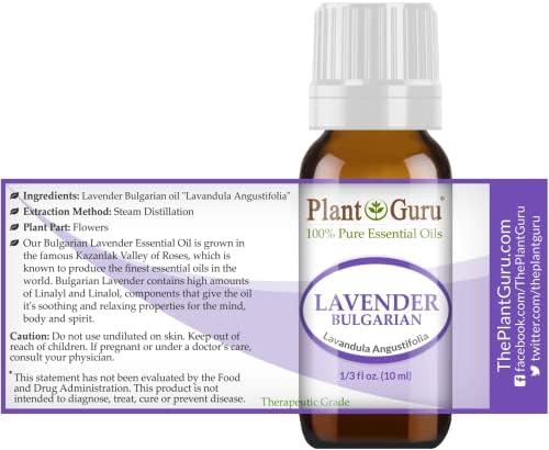 Lavender Essential Oil 10 ml (Bulgarian) 100% Pure Natural Undiluted Therapeutic Grade for Skin, Body and Hair Growth, Aromatherapy Diffuser, Great for Relaxation and Calming.