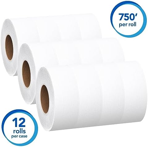Scott Professional Essential Extra Soft Jumbo Roll Toilet Paper, Bulk (07304), 2-Ply, Septic Safe, White (12 Rolls at 750' Each, 9,000'/Case)