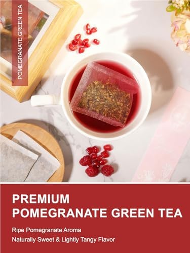 TeeLux Pomegranate Green Tea, Brisk Sencha Tea & Tart Hibiscus & Sweet Licorice & Natural Fruity Pomegranate Flavor, 100 Count