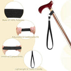 6 PCS Walking Cane Wrist Strap, Black Adjustable Wrist Strap Lanyard Universal Cane Handle Crutch Straps Replacement with Elastic Loop for Foldable Walking Canes or Sticks Elderly Crutches Accessories