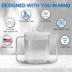 Special Supplies Independence 2-Handle Plastic Mug with 2 Style Lids, Lightweight Drinking Cup with Easy-to-Grasp Handles for Hot and Cold Beverages, Spill-Resistant Adult Sippy Cup (2-Pack)