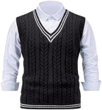 Mens Sweater Vest Casual Sleeveless V Neck Knit Pullover Tops Plus Size Loose Fit Business Casual Formal Vest Top