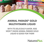 NaturesPlus Animal Parade Gold Children's Liquid Multivitamin, 16 fl oz - Natural Tropical Berry Flavor - Immune Support Supplement - Gluten Free, Vegan - 32 Servings