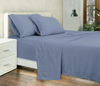 Luxurious Microfiber 4 Piece Sheet Set 8" inch Deep Pocket with 1 Flat Sheet,1 Fitted Sheet, 2 Pillow Cases - Medium Blue - Queen Size