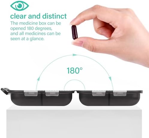 Travel Pill Organizer Small 8 Grid Compartments Pill Holder Box - Portable Medicine Container Case - Daily Weekly Medication Organizer