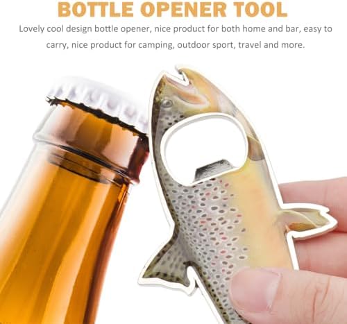 Tinksky Bottle Opener Fridge Magnet Stainless Steel Rainbow Trout Fish Shape 2 in 1