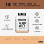 NAKED Whey Chocolate Peanut Butter Grass Fed Whey Protein Powder, No GMO, No Soy, and Gluten Free, Aid Growth and Recovery - 52 Servings