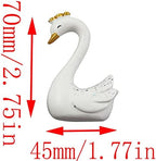LQ Industrial Swan Birthday Cake Topper 1Pair Small White Resin Swan Couple Figurine Ornaments Set with Gold Crown for Home Decor Cake Topper Desktop Accessories