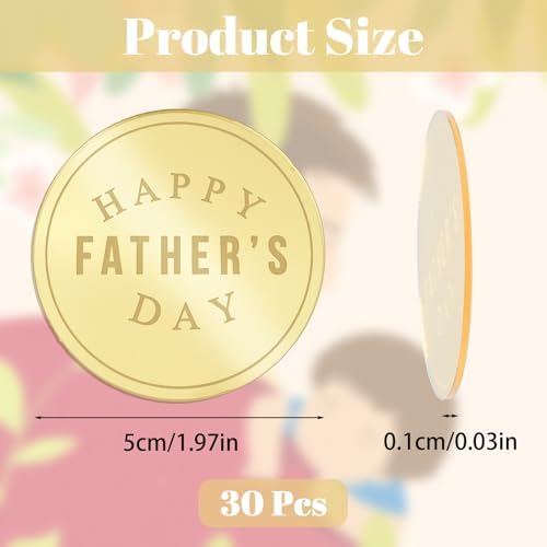 Father's Day Cupcake Toppers, 20Pcs Golden Mirror Round Happy Father's Day Font Cake Picks Acrylic Reflective Cake Charms for Party Decor