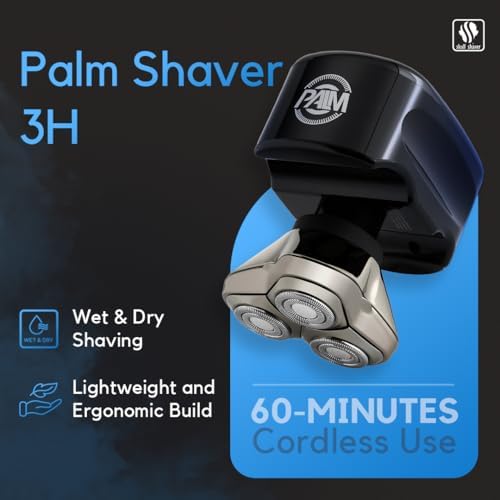 Skull Shaver Palm Shaver for Men - Head & Face Razor - Ergonomic Design - Waterproof Cordless Razor - Travel Friendly - Grooming Gift for Bald Men