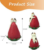 Cute Miniature Cat Figurine Resting on a Strawberry Resin Mini Cat Figures, Kitten Miniature Desk Accessories - Perfect Cute Cat Gift for Cat Lovers