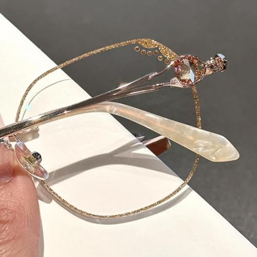 Women's Diamond Rimless Anti-Blue Light Presbyopia Glasses,Women's Progressive Fashion Anti-Blue Light Reading Glasses