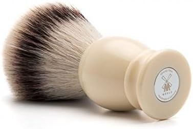MÜHLE Classic Small Faux Ivory Silvertip Fiber Shaving Brush - Synthetic Luxury Shave Brush for Men, Rich Lather