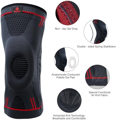 Kuangmi Knee Braces Support for Joint Pain Relief, Arthritis, Meniscus Tear and Sports (Upgrade Blue-Gen2, M)