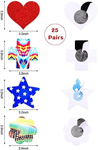 WILLBOND Glitters Nipple Cover Pasties Disposable Nipple Covers No Show Satin Breast Stickers Self Adhesive Pasties for Women