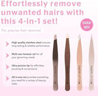 Brushworks HD 4 Piece Combination Tweezer Set - Gold