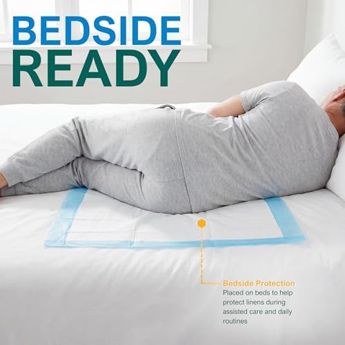 Medpride Disposable Underpads 17'' x 24'' (100-Count) Incontinence Pads, Bed Covers, Puppy Training | Thick, Super Absorbent Protection for Kids, Adults, Elderly | Liquid, Urine, Accidents