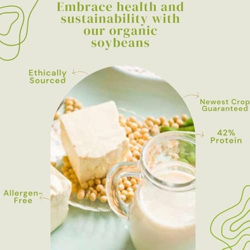 Organic Soybeans 7Lbs. Grown 100% in USA, Soy Beans Dry for Tofu and Soy Milk, Soybean Dry in Bulk, Identity Preserved (IP) Certified Organic