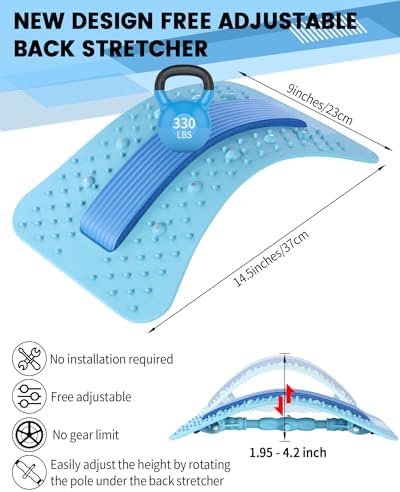 Back Stretcher Lumbar Backs Cracker with Magnet Backs Massager Lower Back Pain Relief Upgraded Multi-Level Support Stretcher Spinal Board Device for Herniated Disc, Sciatica, Scoliosis (Blue)