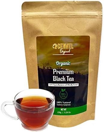 CENVEL® Organic Loose Leaf Luxury Ceylon Black Tea | Freshly Harvested | 5.29 Oz | 100% Pure & Natural Leaves | Eco Friendly Packaging (150g)