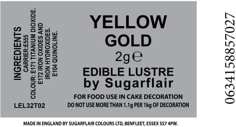 SugarFlair Edible YELLOW GOLD Lustre Powder Food Color Icing Cake Decoration