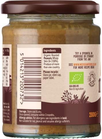 Meridian Organic Crunchy Peanut Butter - 280g
