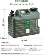 UPWOIGH 5 Gallon Water Jug, Camping Water Container, Truly No Leakage Water Storage with Spigot, Large Military Green Water Tank,BPA Free Portable Overlanding Gear for Outdoors,Hiking