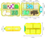 Travel Pill Organizer Portable Pocket Pill Case Small Pill Box for Purse Medicine Organizer Have 10 Compartments Storage Vitamin Fish Oil by INVODA (Yellow)