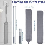 Retractable Gap Dust Cleaner with Extension Pole, Cleaning Tools with 2 Microfiber Dusting Cloths, Washable Extendable Long Handle Gap Dusters for Sofa Bed Furniture Bottom (2pcs Duster Cloths)