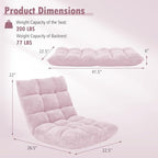 Moccha 14-Position Floor Sofa, Folding Sofa Chair with Back Support, Memory Foam Floor Gaming Chairs for Adults, Adjustable Padded Couch Recliner, Chaise Lounge for Reading, Meditating (Light Pink)