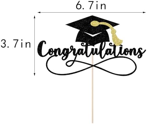Congratulations 2026 Graduation Cake Topper,Congrats Grad Cake Decor - 2026 High School/College/Senior Graduation Party Decorations Supplies (Black Gold)