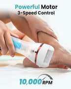 PUBOO Foot Callus Remover Electric 10000 RPM 3-Speed IPX7 Recharge Pedicure Kit for Hard Skin Women & Men Portable Multi-Roller File Grinder Sander Scrubber, LED Display for Wet & Dry Mathers Day Gift