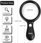 10X Lighted Large Handheld Reading Magnifier Glasses with 18 LED Lights for Macular Degeneration, Seniors & Kids Reading, Inspection, Coins, Jewelry, Exploring