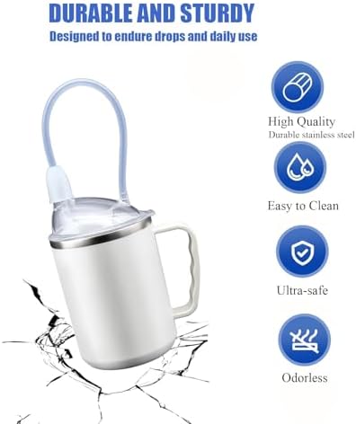Multifunctional Adult Sippy Cup for Elderly Spill Proof - Precise Liquid Control, Easy to Grasp Handles,17.6oz Stainless Steel Sippy Cup with Straw,Suitable for Seniors Patients Limited Mobility