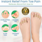 VIVEsole Budin Splint Toe Straightener (Pair) - Hammer Toe Corrector for Women, Men - Crooked Toe, Joint Realign Cushion Brace for Claw, Curled Toes - Metatarsal Support Loop Guard Alignment Wrap