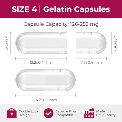 Empty Gelatin Capsules Size 4 - (100 Count) Very Small Empty Capsules Ideal for DIY Filling - Gel Caps with 2 Filling Spoons for Capsule