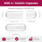 Empty Gelatin Capsules Size 4 - (100 Count) Very Small Empty Capsules Ideal for DIY Filling - Gel Caps with 2 Filling Spoons for Capsule