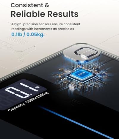 RENPHO 550lb Scale for Body Weight, Digital Bathroom Scale with Large LED Display, Big Platform Weighing Machine with Extra-High Capacity, Most Accurate to 0.05lb, 13x11.8in, Core 1L