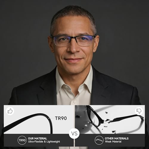 3 Pack Reading Glasses for Men, Rectangular Spring Hinge Readers for Men Women with Blue Light Blocking