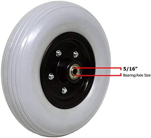 8" x 2" (200x50) Heavy Duty Wheel (Each) for Jazzy, Pride, Jet Power and Many Other Standard Wheelchairs. Firm Tread for Easier Rolling (Grey). 5/16" (8 mm) Bearing, 2-3/8" (60 mm) Hub Width