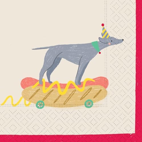 Design Design Pawty Pups Dog Themed Party Napkins 40 Count - 3-Ply Beverage Napkins