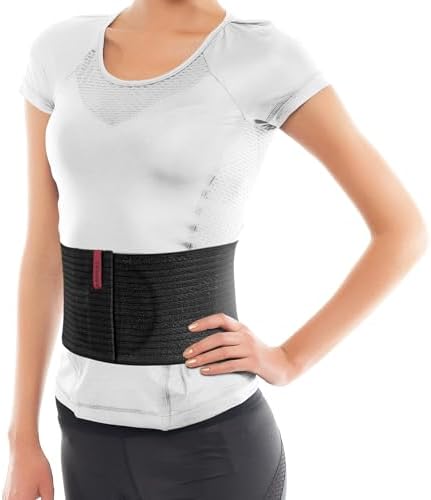 ORTONYX Umbilical Hernia Belt for Men and Women / 6.25" Abdominal Binder With Hernia Support Pad/Post-Surgical Belly Band - Black OX5241-L/XL