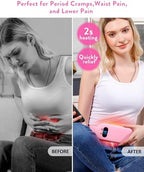 Electric Heating Pad, Portable Cordless Menstrual Heating Pad with 6 Heat Levels and 6 Massage Modes, Fast Large Heating Belly Wrap Belt for Cramps, Back Pain Relief Gifts for Women Girls Her