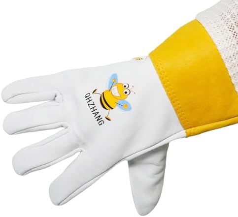 Beekeeping Gloves for Women & Men - Sting-Proof Goatskin Leather Gloves, Durable & Comfortable Fit with 3-Layer Sleeve, Elastic Cuff - Professional Beekeeping Protection (XXL)