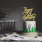 Gold Glitter Happy 21st Birthday Cake Topper - 21 Anniversary/Birthday - Hello 21, Cheers to 21 Years,21 & Fabulous Cake Topper Party Decoration
