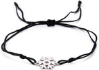 UNIFT Snowflake Bracelet For Women Stainless Steel Hollow Out Elegant Winter Snowflake Double Rope Bracelet Christmas Jewelry Gifts
