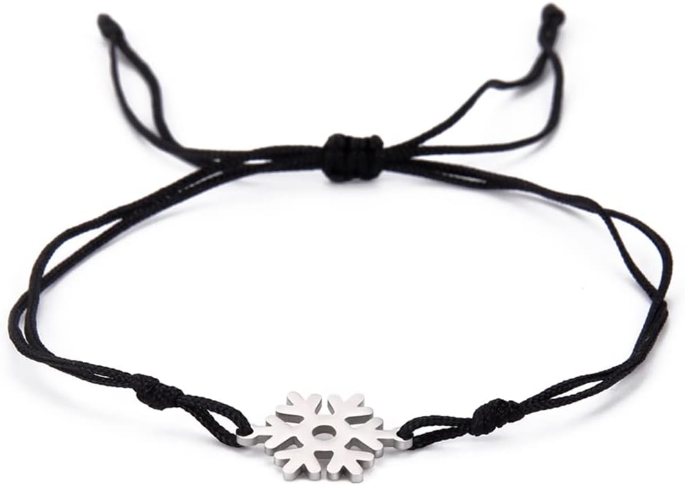 UNIFT Snowflake Bracelet For Women Stainless Steel Hollow Out Elegant Winter Snowflake Double Rope Bracelet Christmas Jewelry Gifts